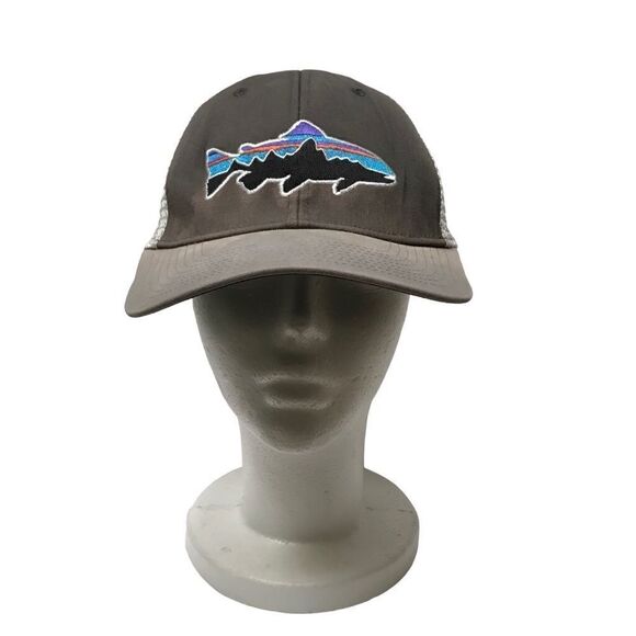 Patagonia Fitz Roy Trout mesh gray snapback baseball cap OS - Picture 1 of 10